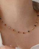 Natural Stone Beaded Stainless Steel Clavicle Necklace