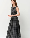 Asymmetric Neckline Woven Cotton Midi Dress