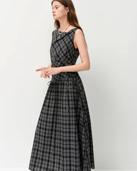 Asymmetric Neckline Woven Cotton Midi Dress