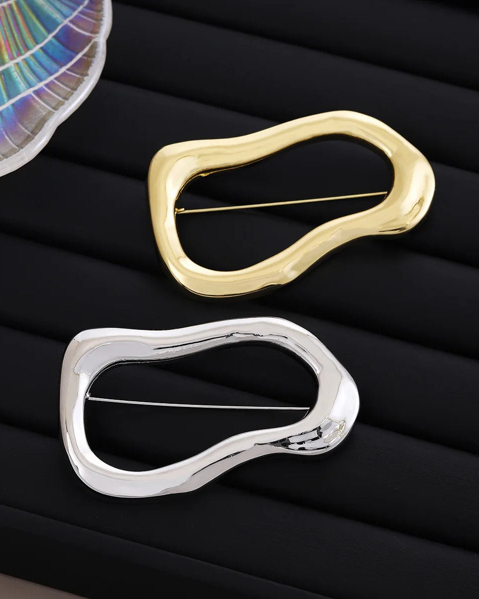 Irregular Oval Polished Brooch