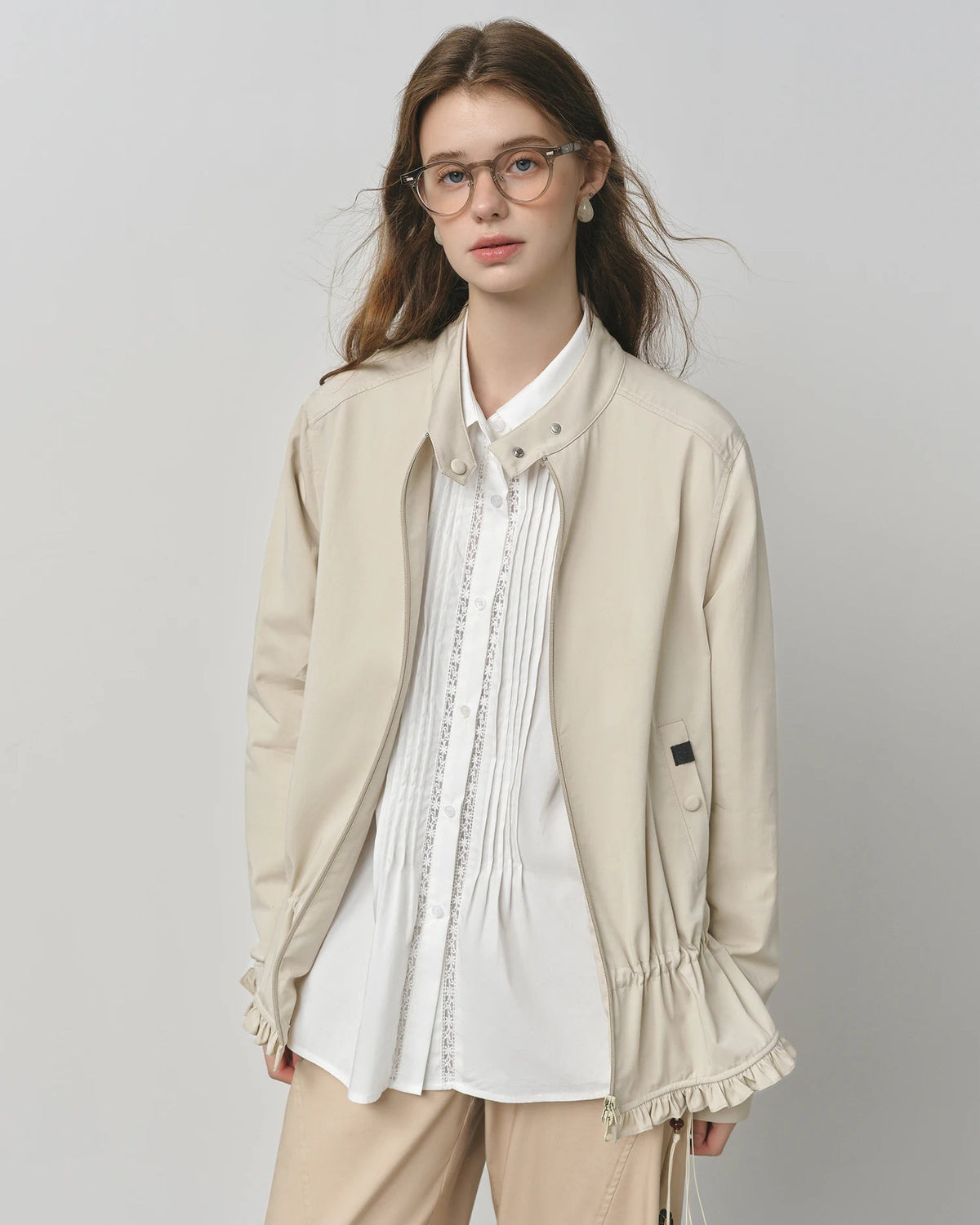 Cotton Modal Zip Collar Jacket