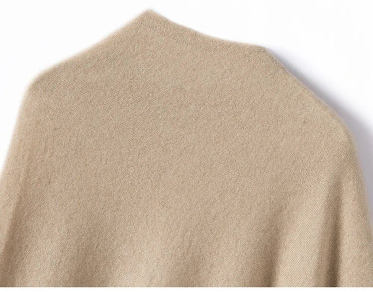 Solid 100% Cashmere Poncho Scarf