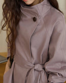 Stand-Collar Belted Trench Coat