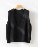 Wool Knit Sleeveless V-Neck Vest