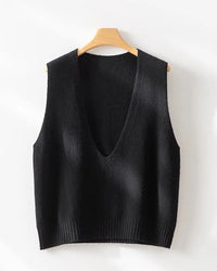 Wool Knit Sleeveless V-Neck Vest