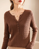 Cotton V-Neck Knit Pullover