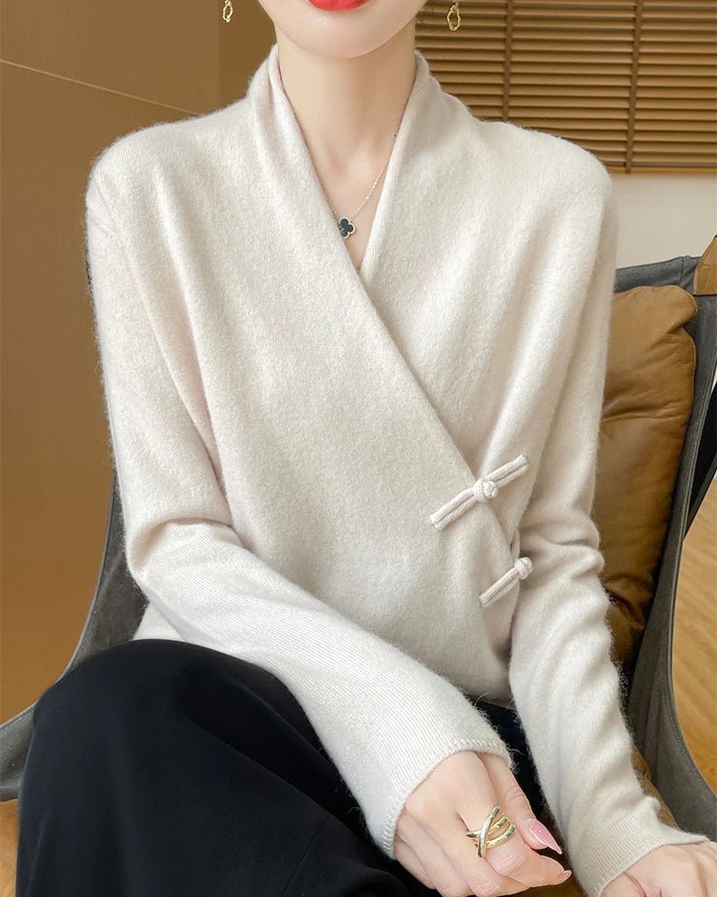 Loose And Soft V-Neck Wool Knit Cardigan