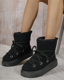 Lace-Up Flannel Mid-Calf Snow Boots