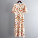 Floral Printed V-Neck Chiffon Dress