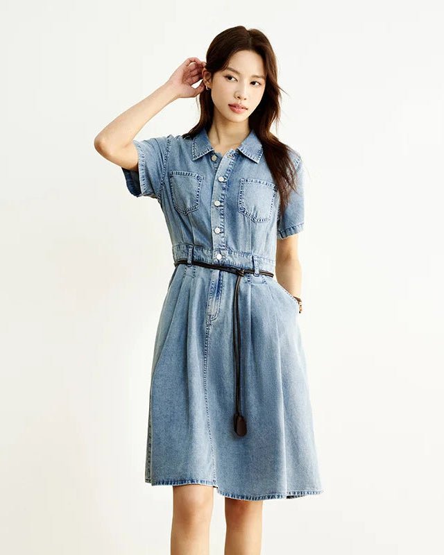 Casual And Stylish Fitted Button Denim Dress