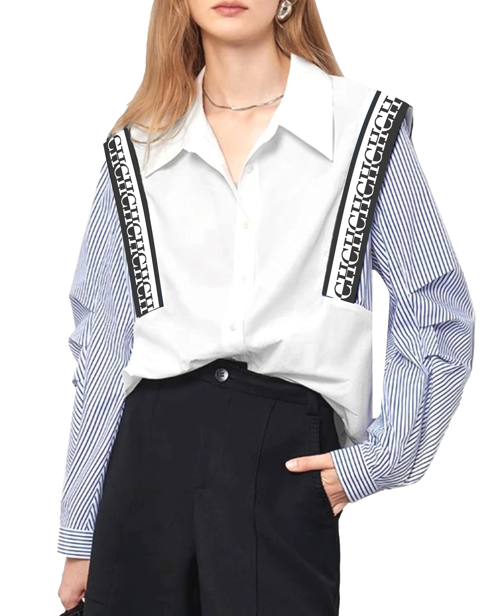 New Minimalist Striped Patchwork Shirt