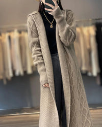 Long Wool Twisted Knit Cardigan Sweater