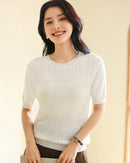 Pure Cotton Short-Sleeve Knit Top