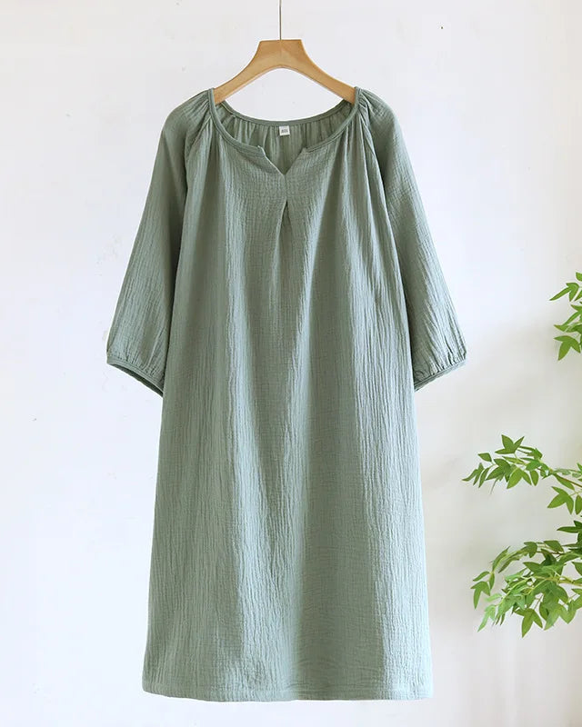 Cotton Crepe Solid Nightgown