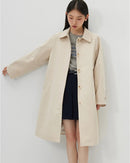 Solid Lapel A-Line Mid-Length Trench Coat