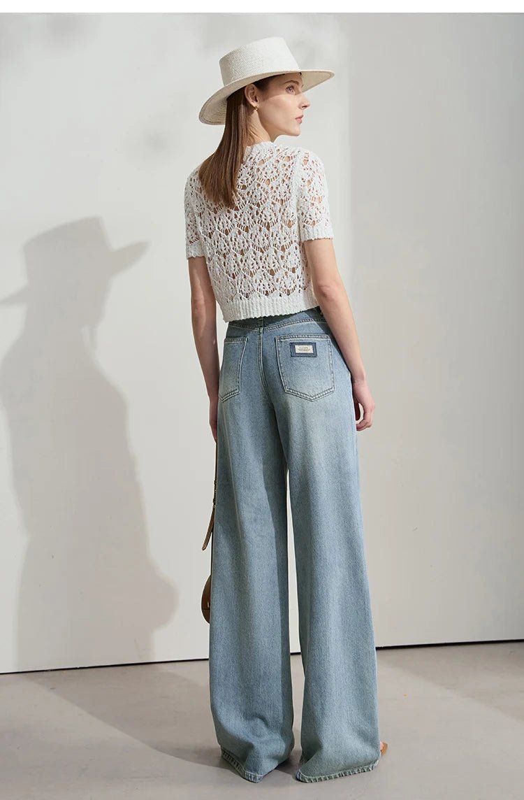 Versatile Denim Low Waist Thin Wide Leg Pants