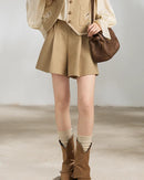 Relaxed Pleat-Front Wide-Leg Shorts