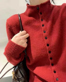 Comfortable Stand-Collar Single-Breasted Sweater