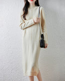 Merino Wool Turtleneck Midi Dress