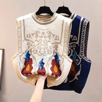 Vintage Round Neck Knitted Vest