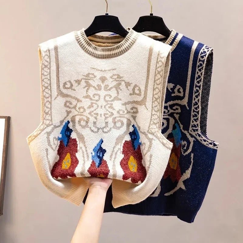 Vintage Round Neck Knitted Vest