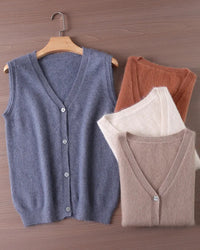 Mink Cashmere V-Neck Vest