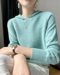 Cashmere Hooded Loose-Fit Knit Pullover