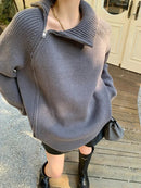 Oversize Asymmetrical Zip Knitted Sweater