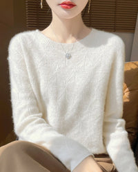 Wool O-Neck Hollow-Out Pullover Sweater