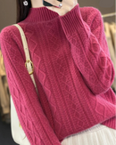 Diamond-Knit Wool Mock-Neck Sweater
