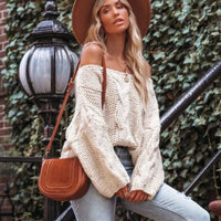 Oversized Twist Knitted Boho Retro Sweater