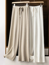 Ribbed Knitted Wide Leg Wool Pants