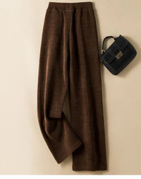 Elastic Waist Corduroy Fleece Wide leg Pants