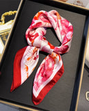 Floral Print Satin Square Scarf