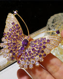 Exquisite butterfly shaped brooch in gold tone, elegant metal pin with detailed wing patterns and polished finish, perfect for adding timeless charm.