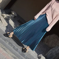 Velvet High Waist Pleated Skirt