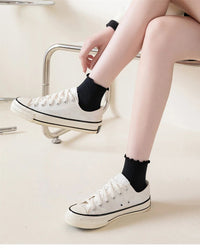 Cotton Ruffle Trim Ankle Socks