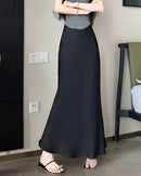 Satin High-Waist Midi Skirt