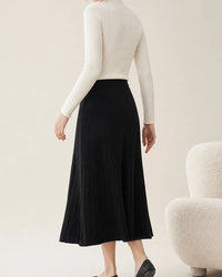 Merino Wool Pleated Midi Skirt