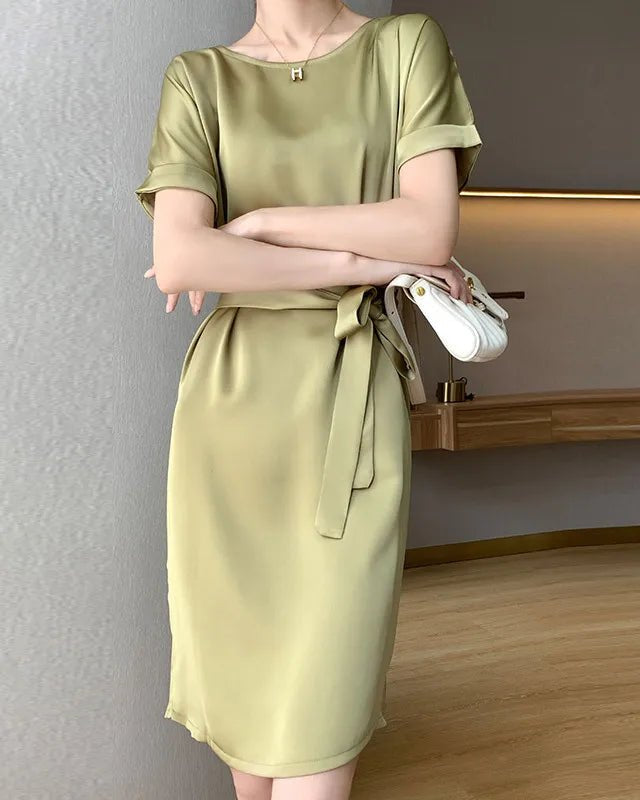 Acetate Silk Drape Satin Dress