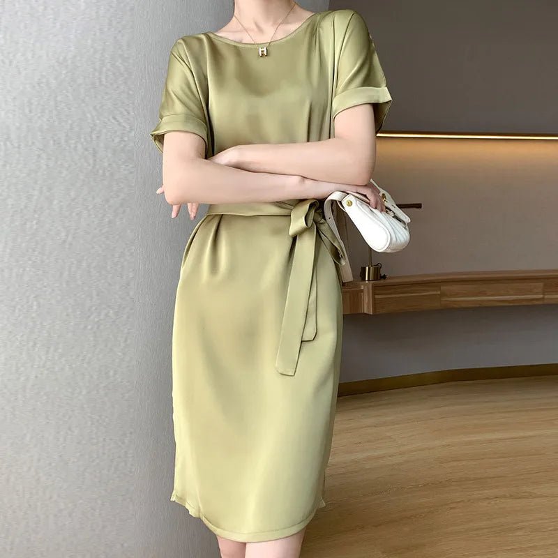 Acetate Silk Drape Satin Dress