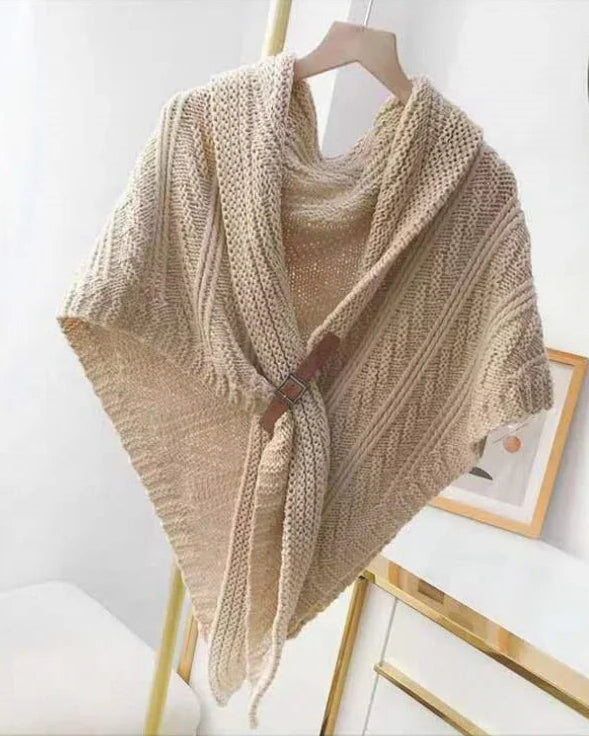 Textured Knit Triangle Shoulder Shawl