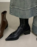 Stylish Square-Heeled Pointed-Toe Ankle Boots