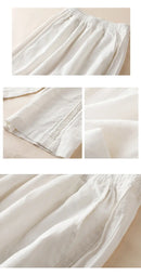 Cotton-Linen Blended Wide Leg Trousers