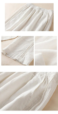 Cotton-Linen Blended Wide Leg Trousers