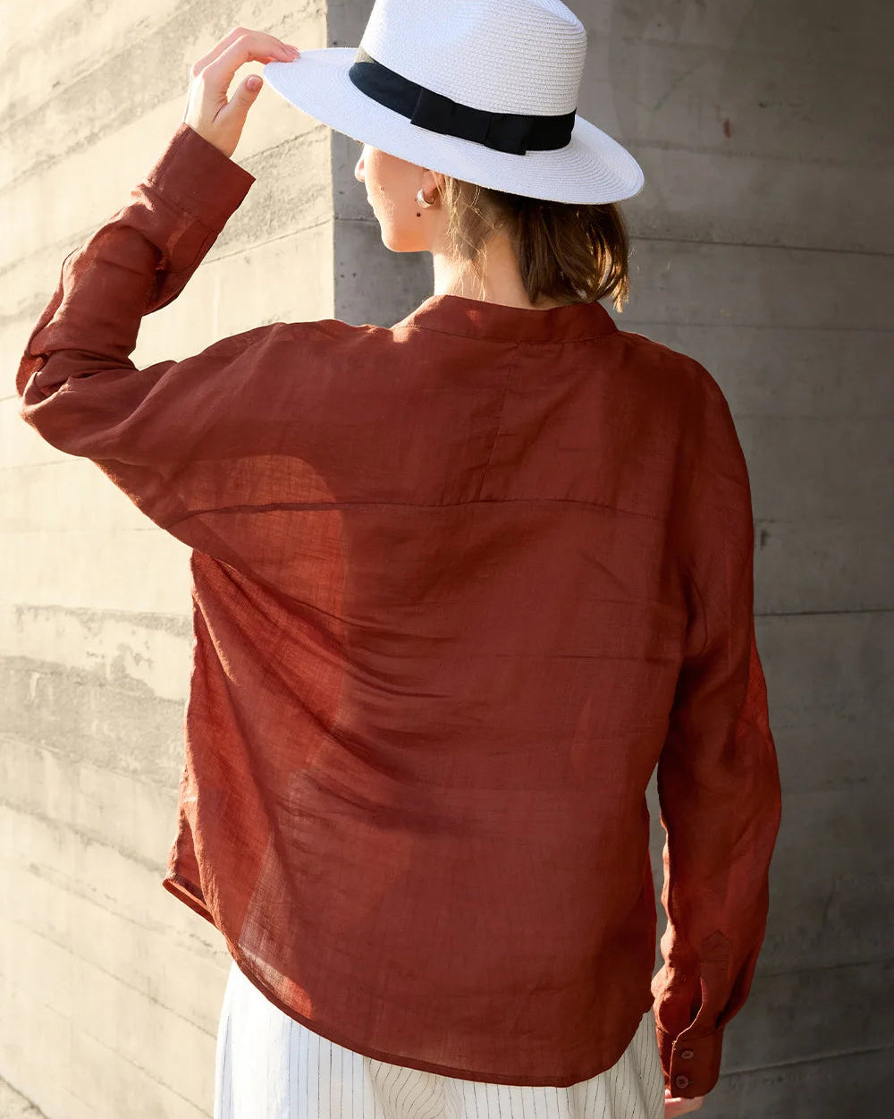 Retro V-Neck Sun Protection Long-Sleeved Shirt