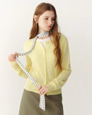 Rib-Trim Wool Crewneck Cardigan