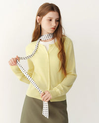 Rib-Trim Wool Crewneck Cardigan