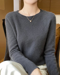 Merino Wool O-Neck Pullover Sweater