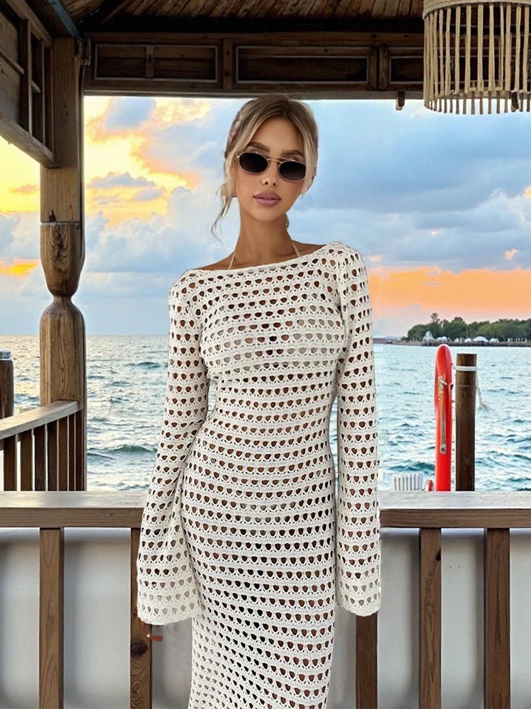 Mesh Backless Beach Maxi Dress Swimsuit Cover Up